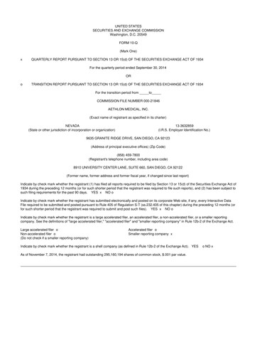 Thumbnail Aethlon Medical
 10-Q Quarterly Report FY2015 