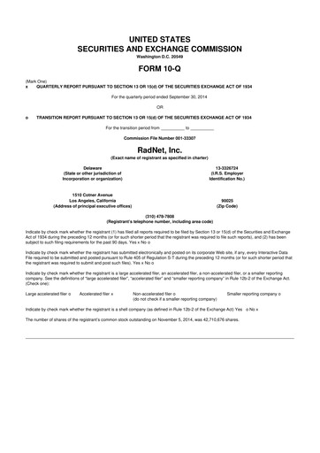 Thumbnail RadNet 10-Q Quarterly Report FY2014 