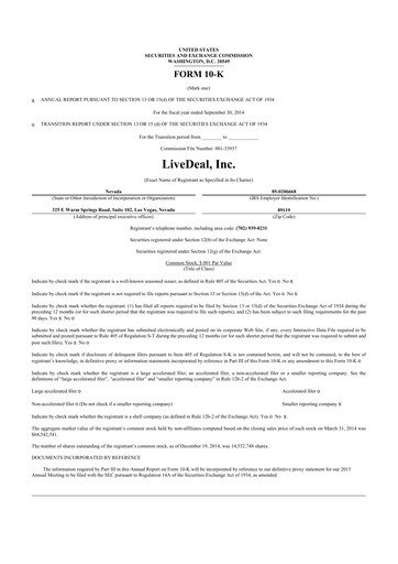 Thumbnail Live Ventures 10-K Annual Report 2014