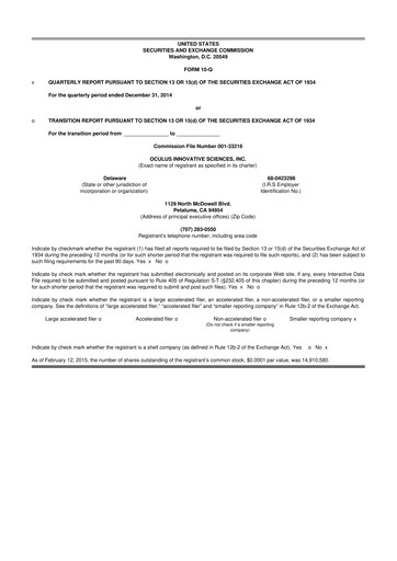 Thumbnail Sonoma Pharmaceuticals 10-Q Quarterly Report FY2015 