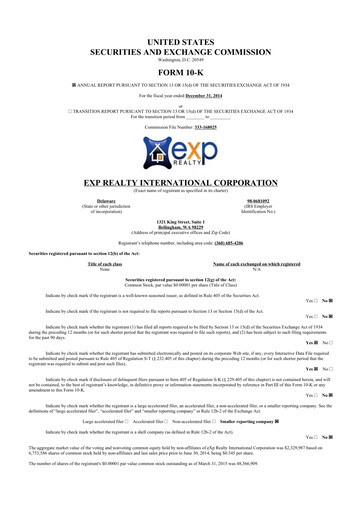 Thumbnail eXp World Holdings
 10-K Annual Report 2014