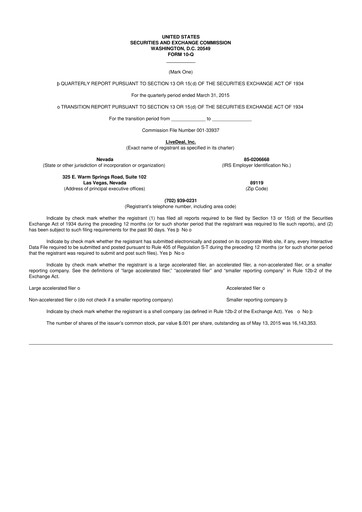 Thumbnail Live Ventures 10-Q Quarterly Report FY2015 