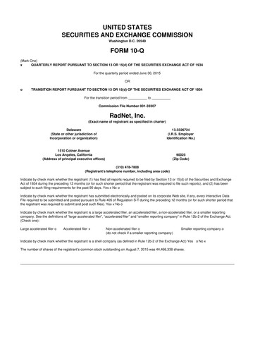 Thumbnail RadNet 10-Q Quarterly Report FY2015 