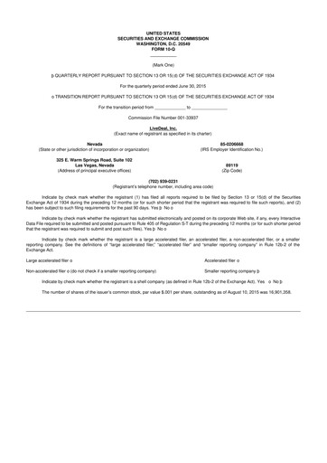 Thumbnail Live Ventures 10-Q Quarterly Report FY2015 