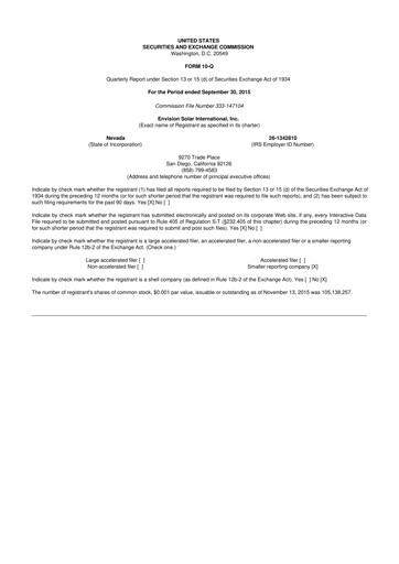 Thumbnail Beam Global 10-Q Quarterly Report FY2015 