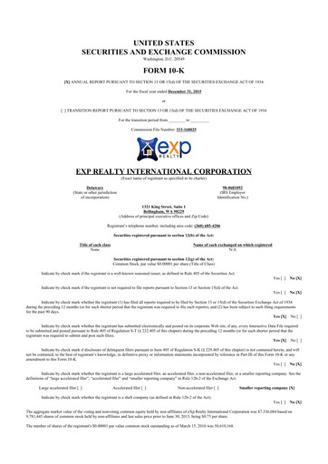 Thumbnail eXp World Holdings
 10-K Annual Report 2015