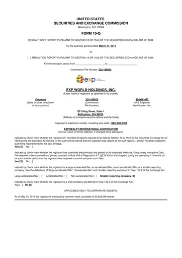 Thumbnail eXp World Holdings
 10-Q Quarterly Report FY2016 