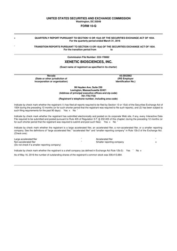 Thumbnail Xenetic Biosciences 10-Q Quarterly Report FY2016 