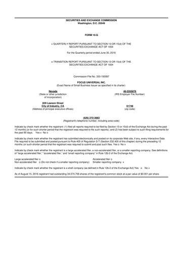 Thumbnail Focus Universal 10-Q Quarterly Report FY2016 