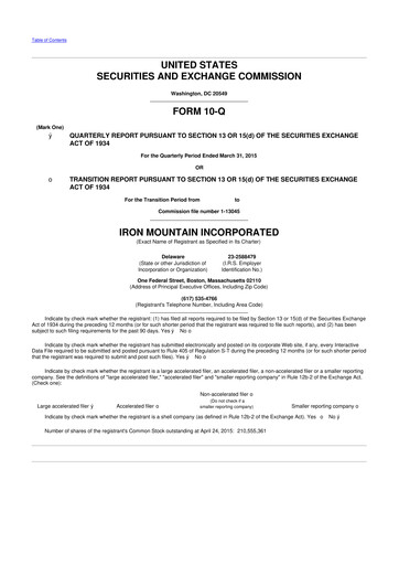 Thumbnail Iron Mountain 10-Q Quarterly Report FY2015 