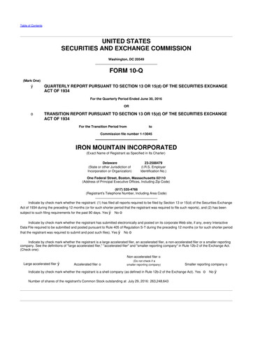 Thumbnail Iron Mountain 10-Q Quarterly Report FY2016 