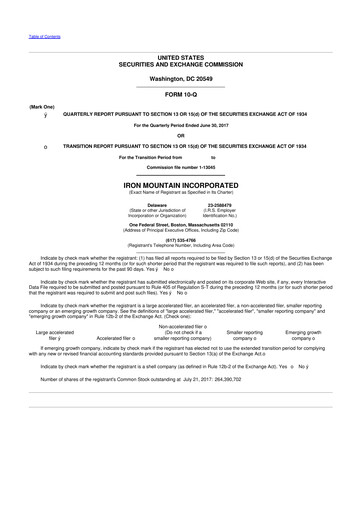 Thumbnail Iron Mountain 10-Q Quarterly Report FY2017 