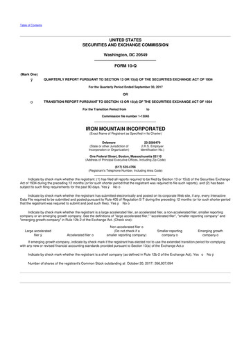 Thumbnail Iron Mountain 10-Q Quarterly Report FY2017 