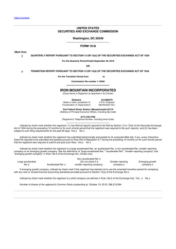 Thumbnail Iron Mountain 10-Q Quarterly Report FY2018 