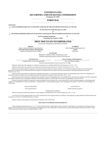 Thumbnail Iron Mountain 10-K Annual Report 2018