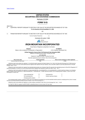 Thumbnail Iron Mountain 10-Q Quarterly Report FY 