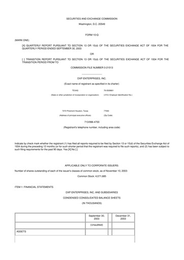Thumbnail DXP Enterprises 10-Q Quarterly Report FY 