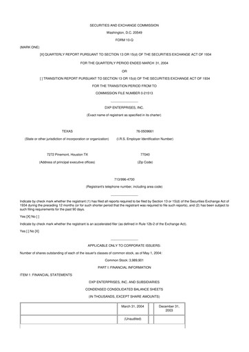 Thumbnail DXP Enterprises 10-Q Quarterly Report FY 