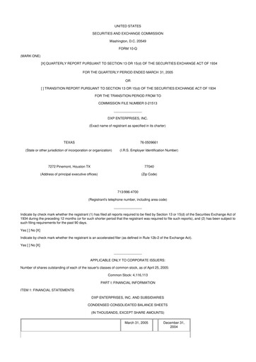 Thumbnail DXP Enterprises 10-Q Quarterly Report FY 