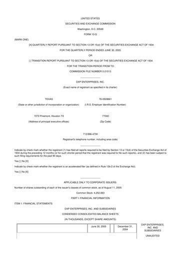 Thumbnail DXP Enterprises 10-Q Quarterly Report FY 