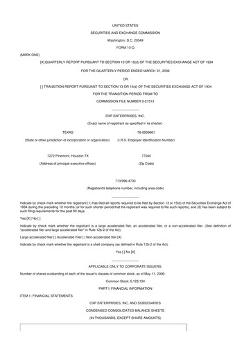 Thumbnail DXP Enterprises 10-Q Quarterly Report FY 