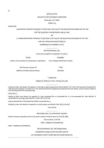 Thumbnail DXP Enterprises 10-Q Quarterly Report FY 