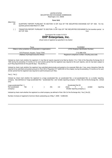 Thumbnail DXP Enterprises 10-Q Quarterly Report FY 