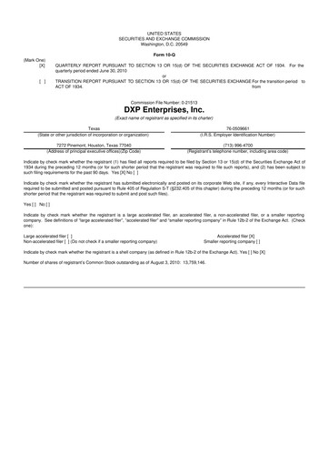 Thumbnail DXP Enterprises 10-Q Quarterly Report FY 