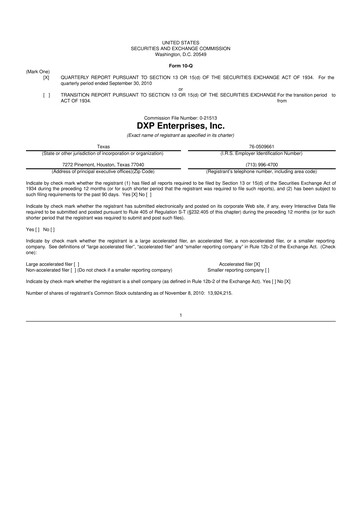 Thumbnail DXP Enterprises 10-Q Quarterly Report FY 