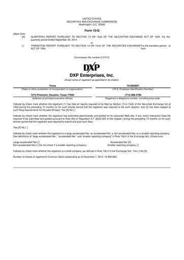 Thumbnail DXP Enterprises 10-Q Quarterly Report FY2014 