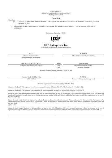 Thumbnail DXP Enterprises 10-K Annual Report 2014