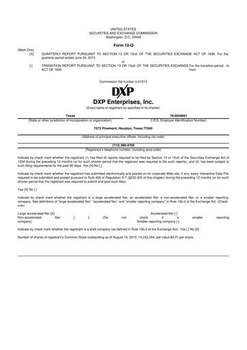 Thumbnail DXP Enterprises 10-Q Quarterly Report FY2015 