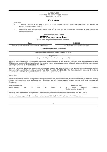 Thumbnail DXP Enterprises 10-Q Quarterly Report FY2017 