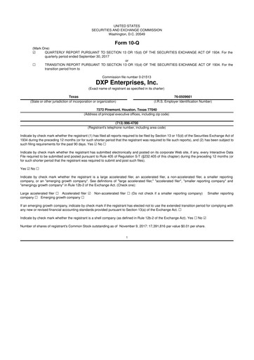 Thumbnail DXP Enterprises 10-Q Quarterly Report FY2017 