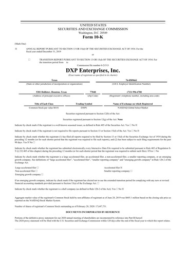 Thumbnail DXP Enterprises 10-K Annual Report 2019