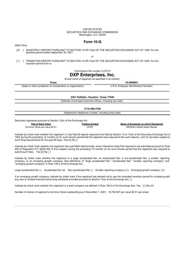 Thumbnail DXP Enterprises 10-Q Quarterly Report FY2021 