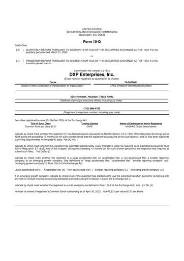 Thumbnail DXP Enterprises 10-Q Quarterly Report FY2022 