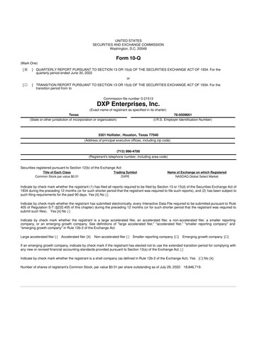 Thumbnail DXP Enterprises 10-Q Quarterly Report FY2022 