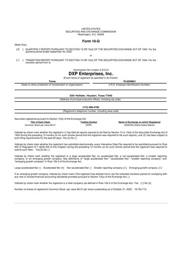 Thumbnail DXP Enterprises 10-Q Quarterly Report FY2022 