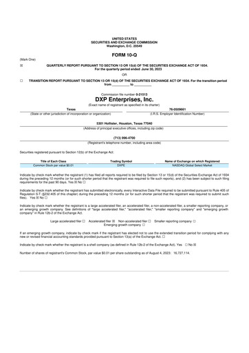 Thumbnail DXP Enterprises 10-Q Quarterly Report FY2023 