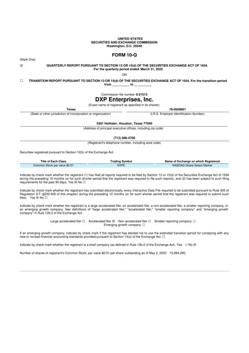 Thumbnail DXP Enterprises 10-Q Quarterly Report FY2025 