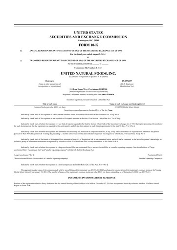 Thumbnail United Natural Foods
 10-K Annual Report 2014