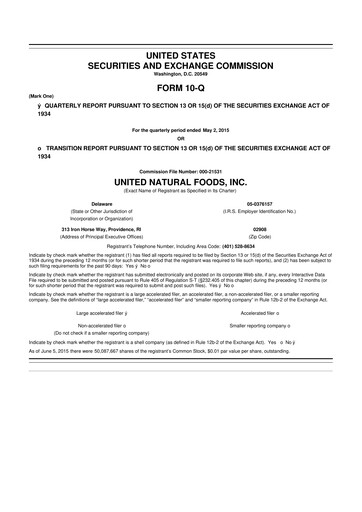 Thumbnail United Natural Foods
 10-Q Quarterly Report FY2015 