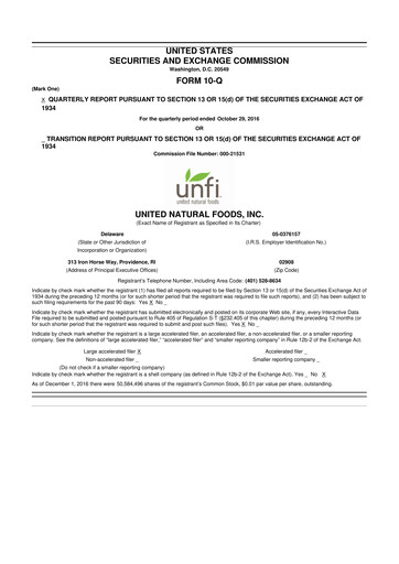 Thumbnail United Natural Foods
 10-Q Quarterly Report FY2017 