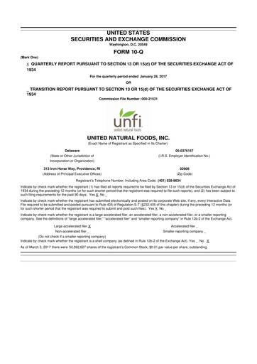 Thumbnail United Natural Foods
 10-Q Quarterly Report FY2017 