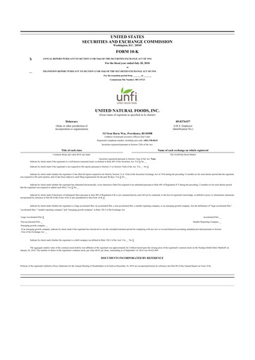 Thumbnail United Natural Foods
 10-K Annual Report 2018