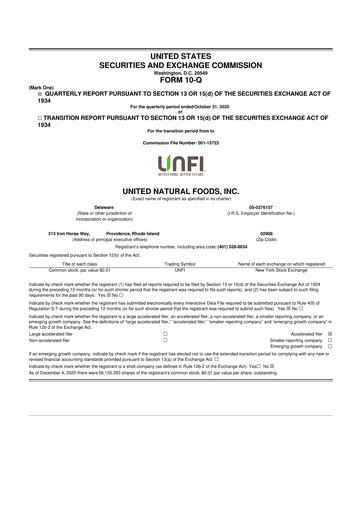 Thumbnail United Natural Foods
 10-Q Quarterly Report FY2021 