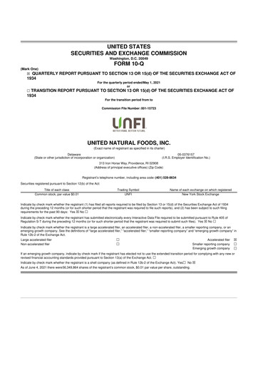 Thumbnail United Natural Foods
 10-Q Quarterly Report FY2021 