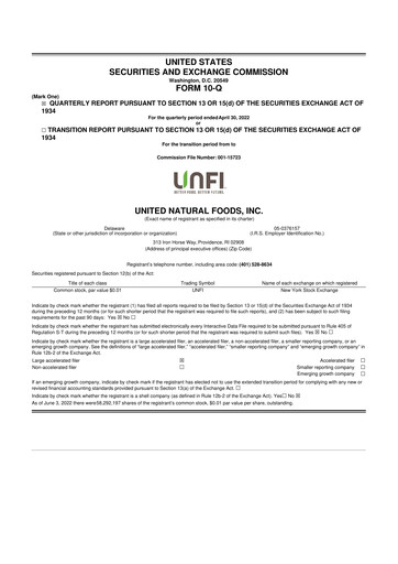 Thumbnail United Natural Foods
 10-Q Quarterly Report FY2022 