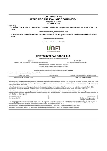 Thumbnail United Natural Foods
 10-Q Quarterly Report FY2026 